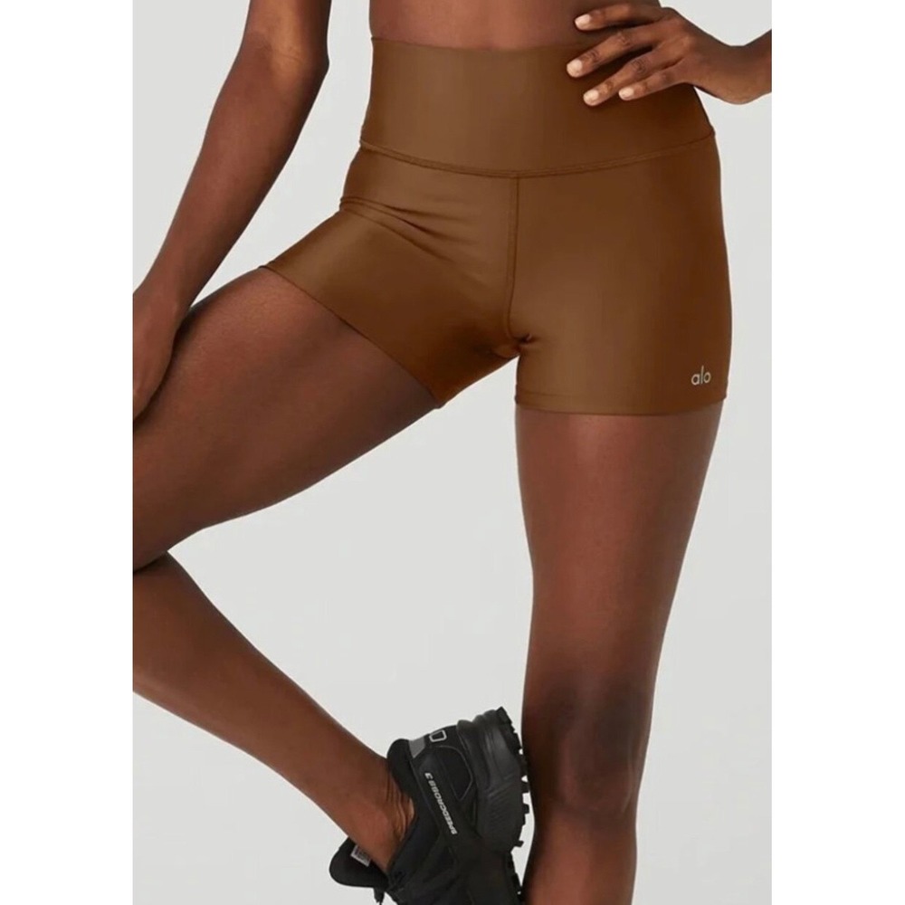 Alo Yoga High-Waist Airlift Short 3 Inch Cinnamon Brown XXS W6136R New